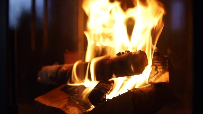 Romantic Fireplace With A Burning Stock Footage Video 100