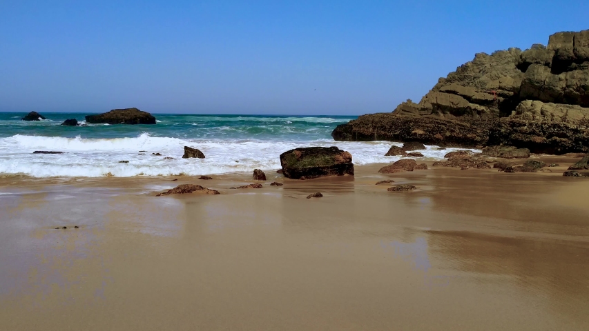 Landscape of the shoreline and rocks and water in Portugal image - Free ...