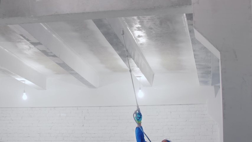 Worker Painting The Ceiling By Stock Footage Video 100 Royalty Free 1032784040 Shutterstock