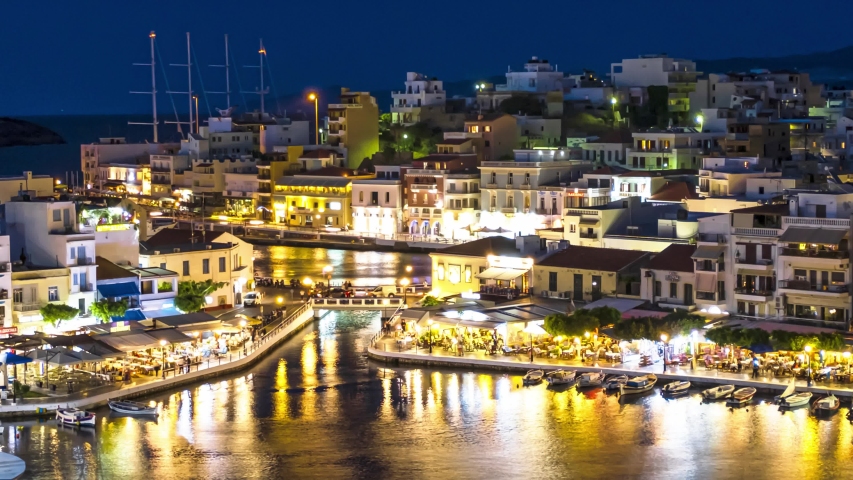 View of the port at Agios Nikolaos, Greece image - Free stock photo ...