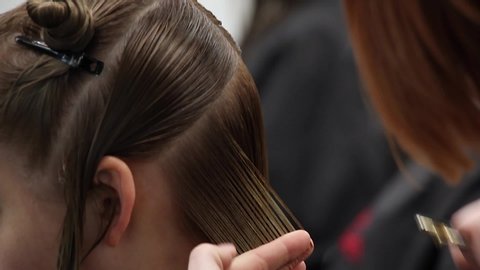 Beginner Hairdresser Practices New Skills Stock Footage Video 100