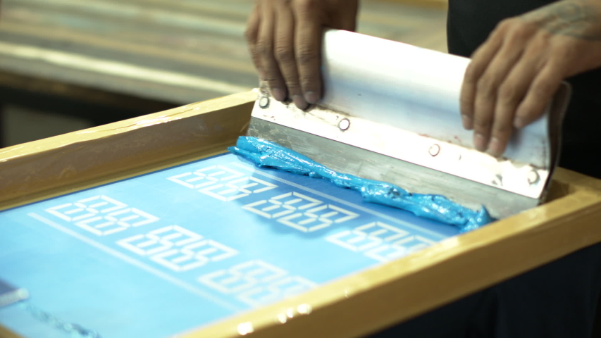  Silk Screen  Printing On a Stock Footage Video 100 