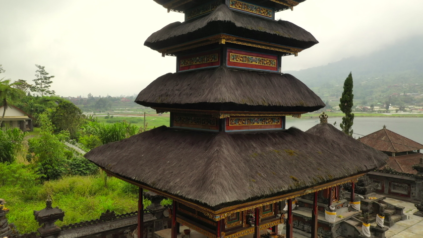 4k00 21aerial View Traditional Balinese Hindu Temple Pura Ulun