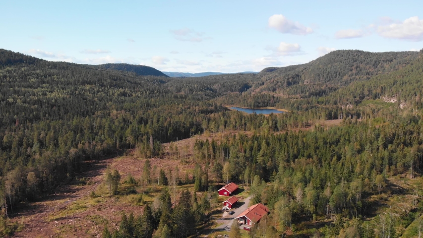 Aerial View Over Heisetra Cabins Stock Footage Video 100 Royalty