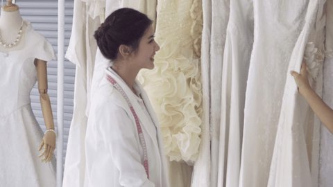 Beautiful Girl Looking Wedding Dress Stockvideos Filmmaterial