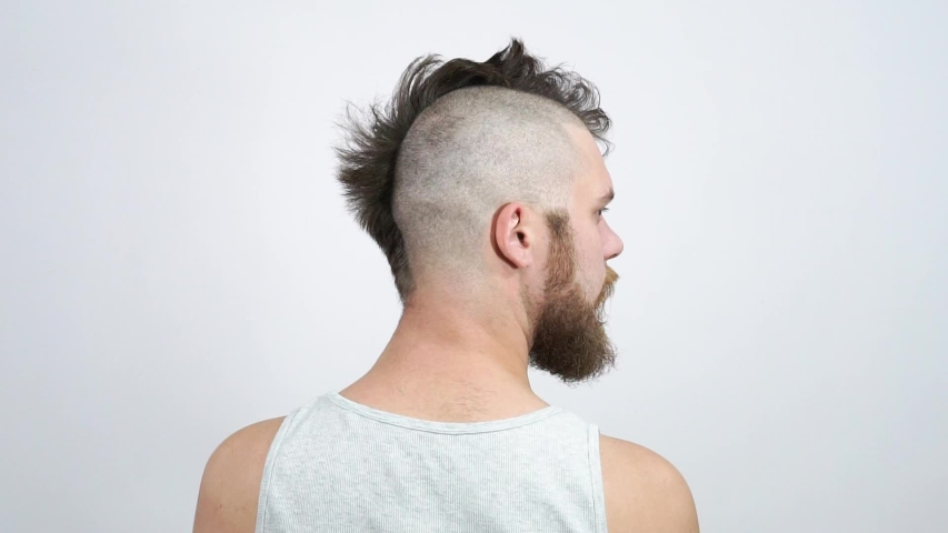 The Guy Shows Half Shaved Head Haircut Stock Footage Video