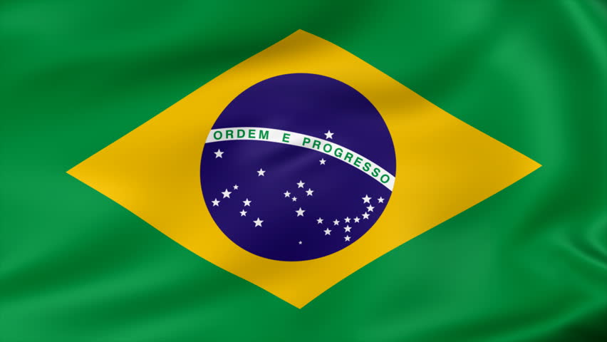 Seamless Looping High Definition Video Of The Brazilian Flag Waving On ...