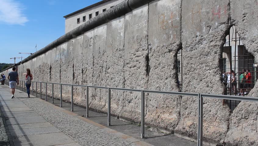 BERLIN - August 1, 2015: Tourists At Berlin Wall. Outdoor Exhibition ...