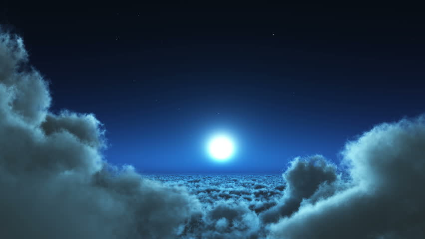 4k Night Flight In White Clouds Massmoon And Heaven Skyflying In Sky