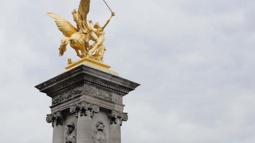 Paris - Gold Statue From Alexandre III Bridge Stock Photo 