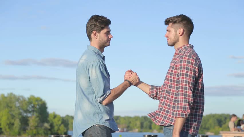 Friends Handshake. Friendship Handshake Outdoor. Stock Footage Video