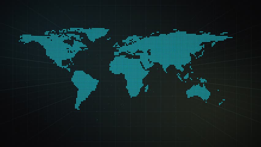 Digital World Map Animation, Seamless Loop Stock Footage Video 3662219