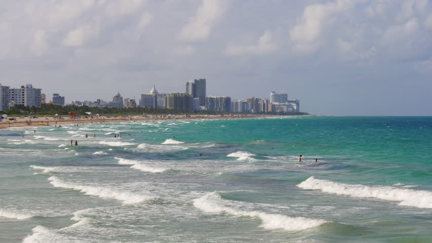 Stock Video Clip of summer day ocean waves miami south beach | Shutterstock