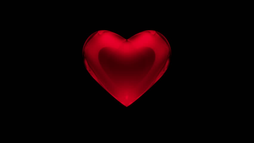 Digital Animation Of Red Heart Thumping On Black ...