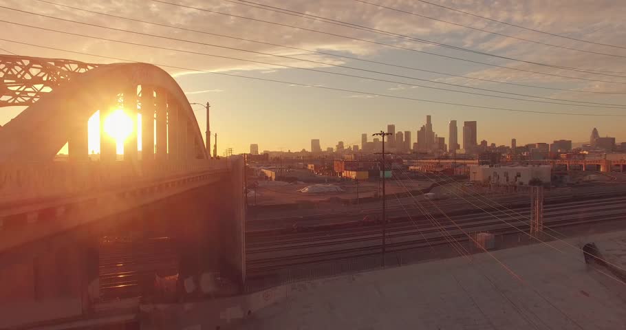 Historic Sixth Street Bridge Over LA River In Downtown Of City Of Los ...