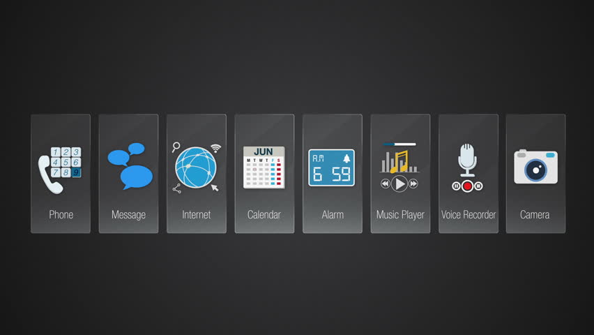 Stock Video Clip of Icon for mobile application contents.Various ...