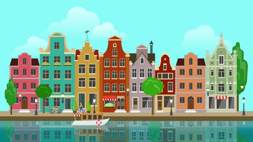 Flat Cartoon Multicolored Colorful Historic Stock Footage 