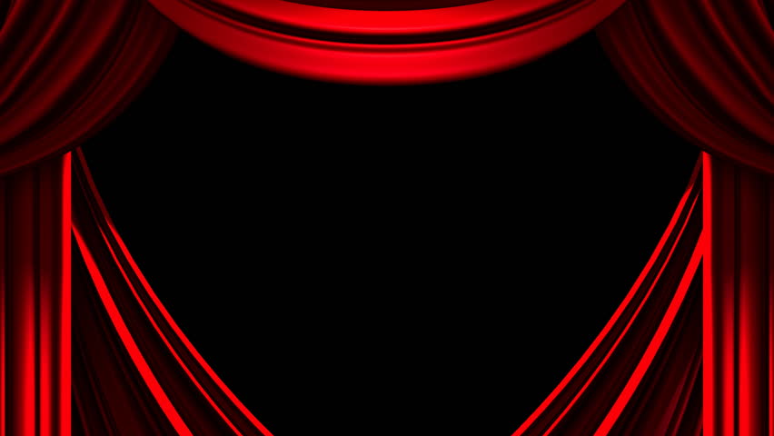 Red Stage Curtain On Black Background 3d Render Animation