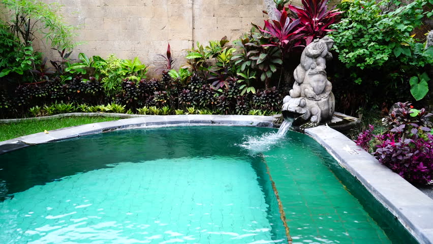 Frog Statue With Fountain Pool Royalty Free Video Frog Statue With Fountain Pool Which Filling A