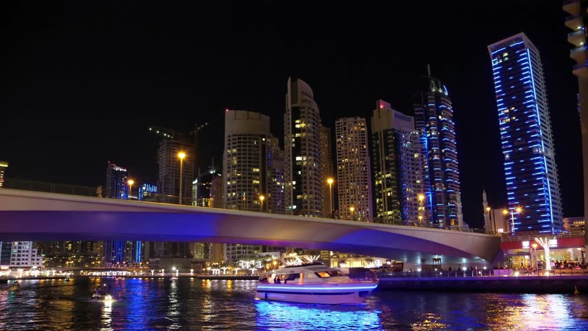 Stock Video Clip Of 8k Dubai Marina Night Time Lapse Uae Shutterstock