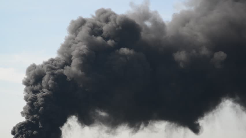 War Scene: F-16 Attack A Ground Target. A Explosion And Black Smoke 