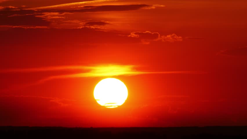 Dramatic Red Sunrise On Dark Cloudy Sky, Zoom Timelapse Stock Footage ...