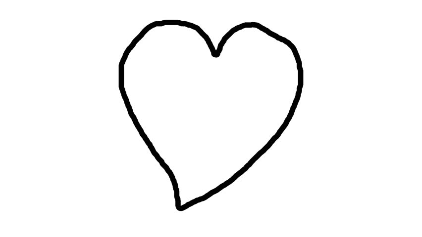 Line Art Heart Shape : Black heart shape line art sequence on white stock footage