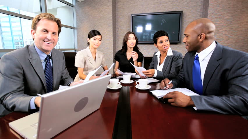 Multi Ethnic Business People In Video Conference Meeting Stock Footage 