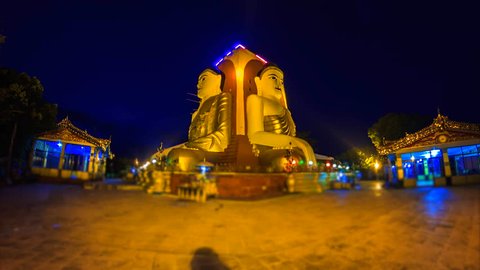 4K. Time lapse Highlight Kyaikpun Buddha in Bago, Myanmar, Kyaikpun Pagoda in Bago of Myanmar