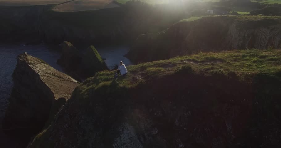 Nohoval Cove, Co Cork, Ireland. Amazing cliffs by sunset on the way from the Rocky bay to Kinsale.
