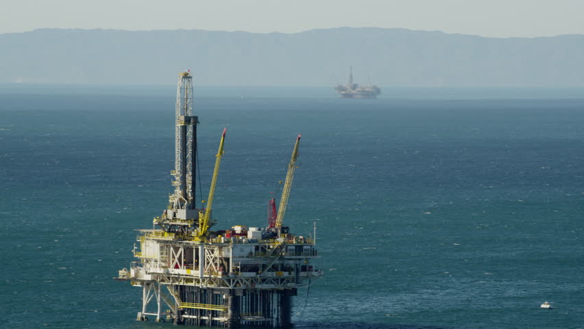 Los Angeles, USA - 2016: Aerial Oil Gas Pacific California Drilling ...