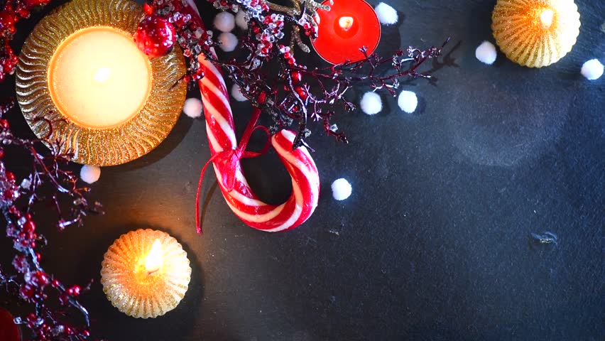 Christmas Dinner Holiday Food Background Decorated With Baubles