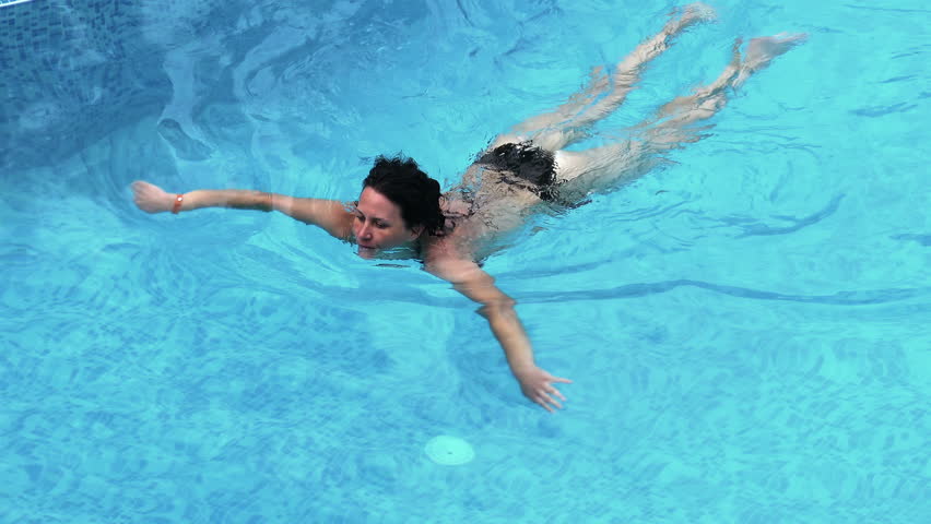 Cute Beautiful Girls Inside Pool Waving Saying Hello To Camera Slow