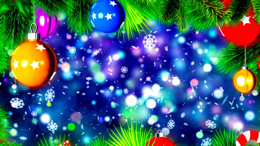 Christmas Lights With Snow Animation Background Stock Footage Video ...