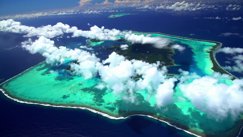 Aerial Tupai Bora Bora Society Islands Atoll Pacific Heart Island Ocean ...