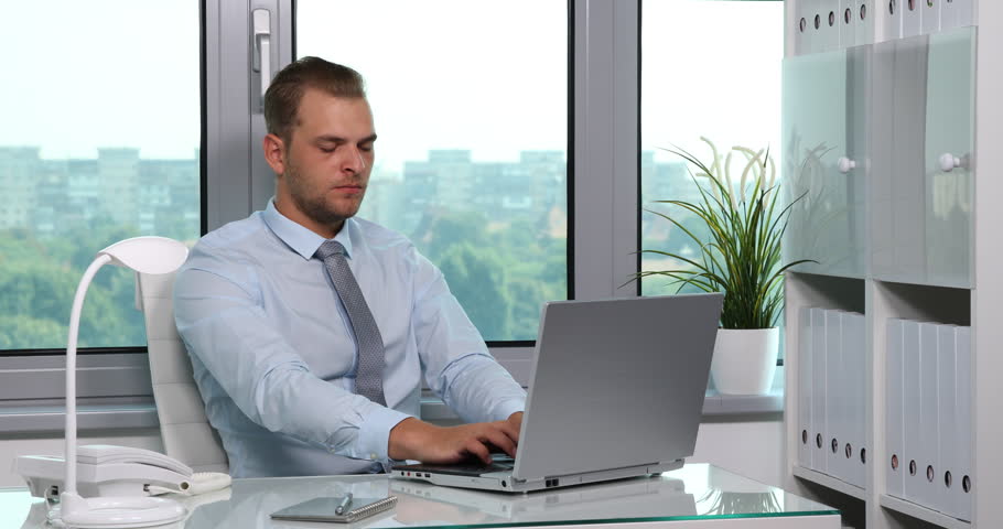 Young Black Man Working Use Computer In Office Smiling Technology ...