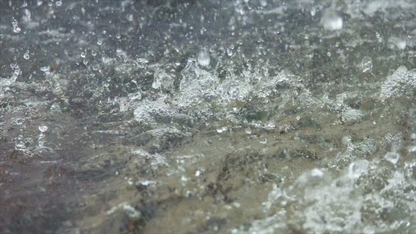 Rain Drops Falling Into Puddle, Slow Motion Stock Footage Video 4654457 ...