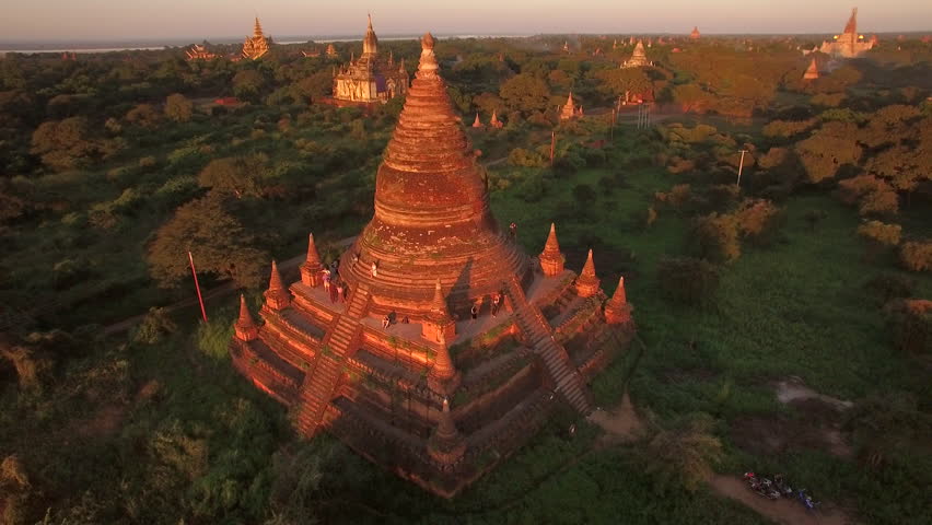 Bagan, Myanmar (Burma), Aerial View Of Ancient Temples And Pagodas At ...