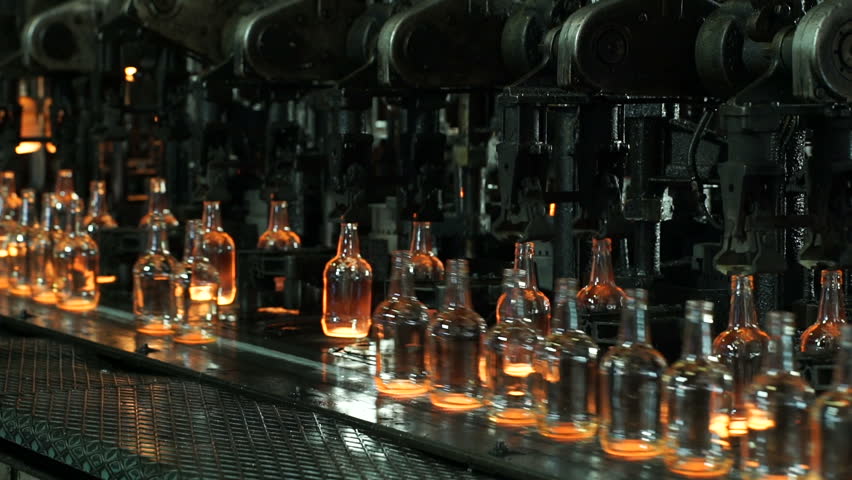 Production Of Glass Bottles. Glass Recycling. Bottle Manufacturing ...