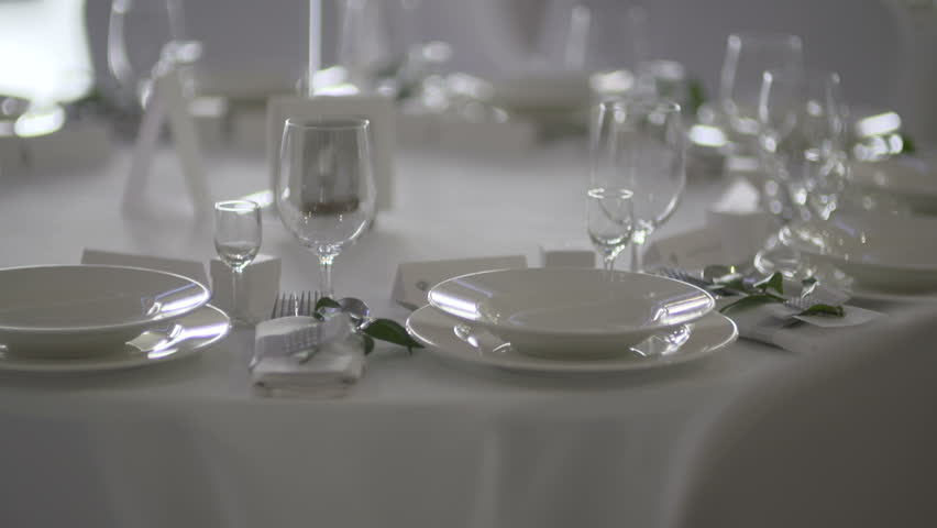 Table With Wine Glasses Of Wedding Arrangement - HD Stock Video Clip Setting N glasses table setting. Table With Wine Glasses Of Wedding Arrangement - HD Stock Video Clip Setting N