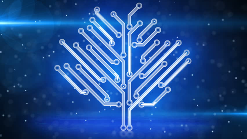 Blue Electronic Hi-tech Tree. Seamless Loop Starting At 5.00. Computer