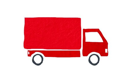 Stop Motion Animation Of A Red Truck Coming Into The Frame And Stopping And Then Leaves The Frame Cartoon Looking Truck On Pure White Background