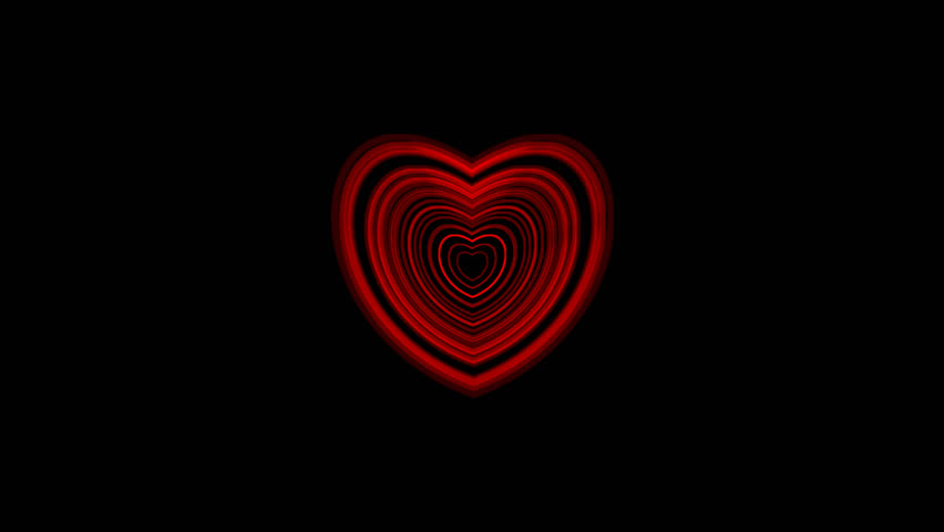 Glowing Neon Heart Shapes Echoed Line Art Sequence On Black Stock ...