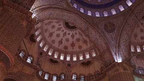 Sultanahmet Mosque Interior In Istanbul Stock Footage Video