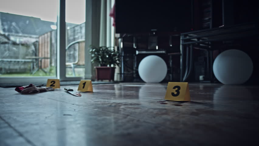 4K Crime Scene Evidences And Dead Body Finger Moving Stock Footage ...