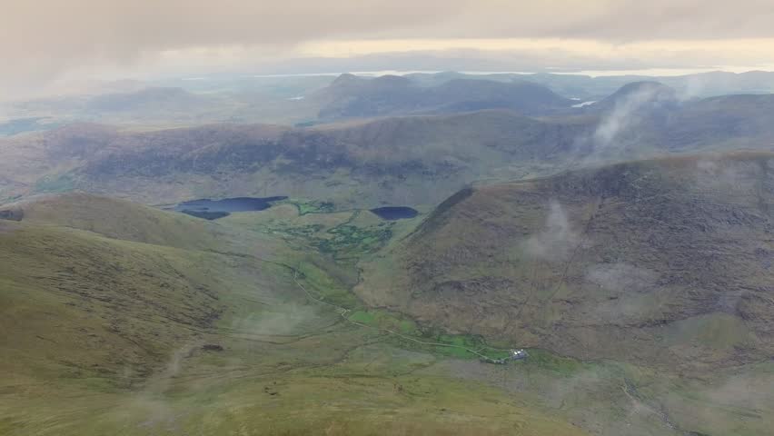 View from Carrauntoohil, Co Kerry, Ireland overlooking Gap of Dunloe and it's Lakes