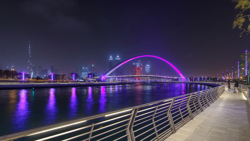 Illuminated Pedestrian Bridge Over The Stock Footage Video 100 Royalty Free 24555650 Shutterstock