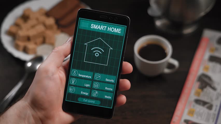 Smartphone Home Automation smart home device - house automation home control concept on a Smartphone Home Automation smart home device - house automation home control concept on a