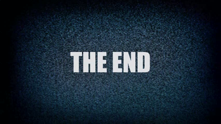 The End Title On TV Noise Background. Ending Sequence. 1920x1080, 1080p, Hd Footage. Stock