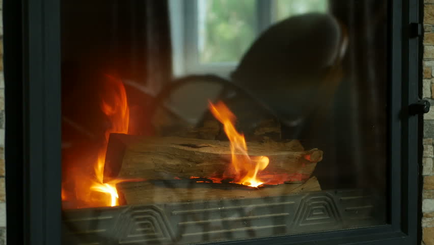 Fireplace Burning Warm Cozy Fire Stock Footage Video 100